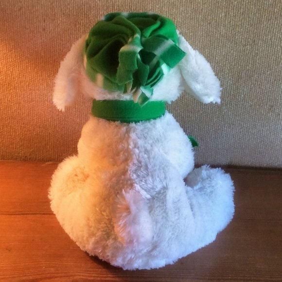Gitzy White Dog Striped Green Winter Hat & Scarf Plush Stuffed Animal Toy 2016 - Picture 3 of 6